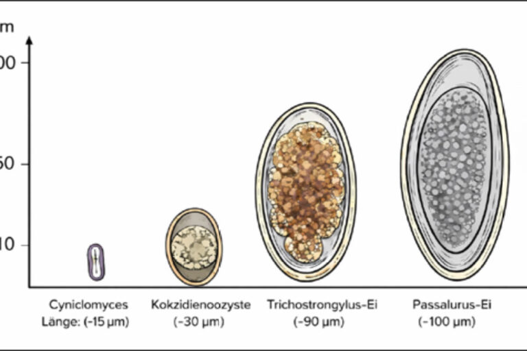 Endoparasiten des Kaninchens im Größenvergleich